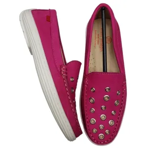 Marc Joseph | NIB Mott St Pink Nobuck Silver Grommet Leather Loafers Girl's 3.5