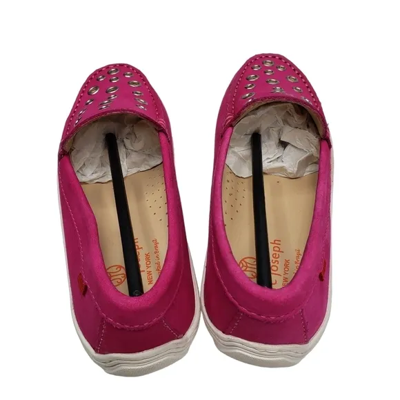 Marc Joseph | NIB Mott St Pink Nobuck Silver Grommet Leather Loafers Girl's 3.5