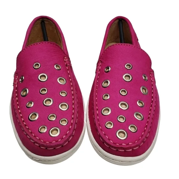 Marc Joseph | NIB Mott St Pink Nobuck Silver Grommet Leather Loafers Girl's 3.5