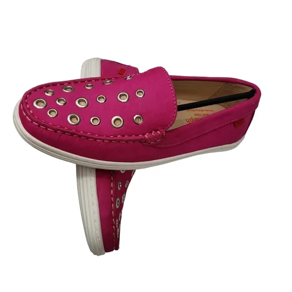 Marc Joseph | NIB Mott St Pink Nobuck Silver Grommet Leather Loafers Girl's 3.5