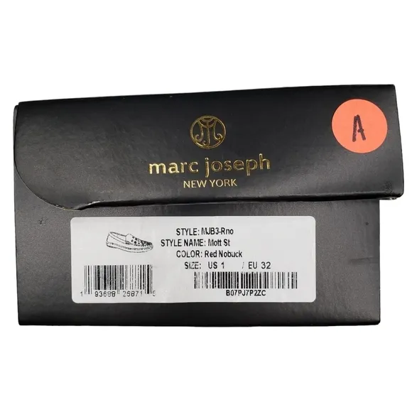Marc Joseph | NIB Mott St Red Nobuck Silver Grommet Leather Loafers Girl's 1