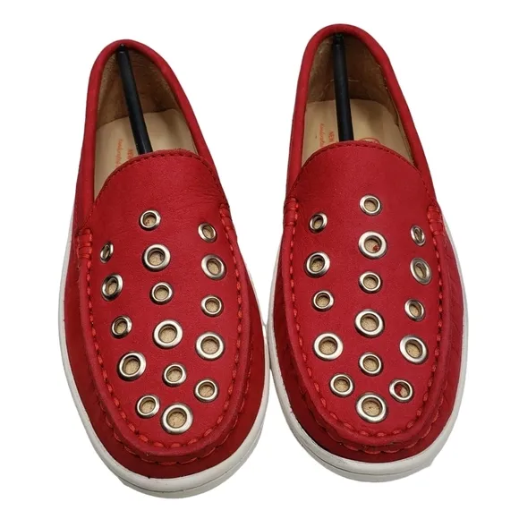 Marc Joseph | NIB Mott St Red Nobuck Silver Grommet Leather Loafers Girl's 1