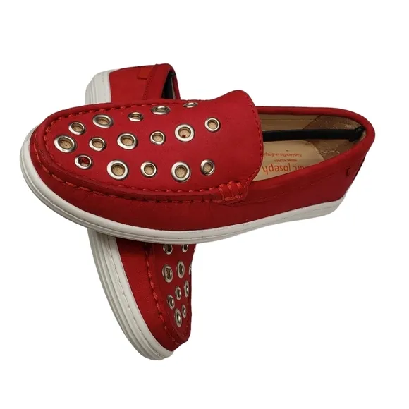 Marc Joseph | NIB Mott St Red Nobuck Silver Grommet Leather Loafers Girl's 1