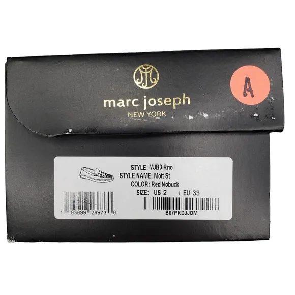 Marc Joseph | NIB Mott St Red Nobuck Silver Grommet Leather Loafers Girl's 2