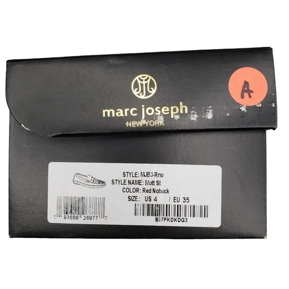 Marc Joseph | NIB Mott St Red Nobuck Silver Grommet Leather Loafers Girl's 4