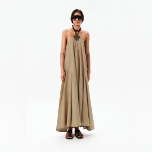 Maria Cher Elegant Green Halter Maxi Dress