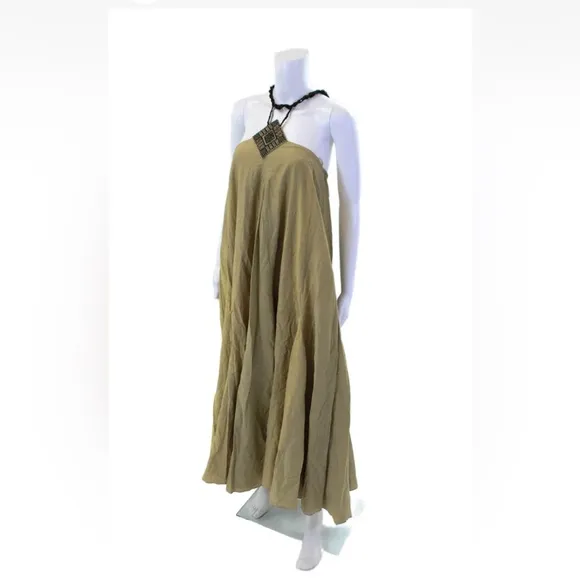 Maria Cher Elegant Green Halter Maxi Dress
