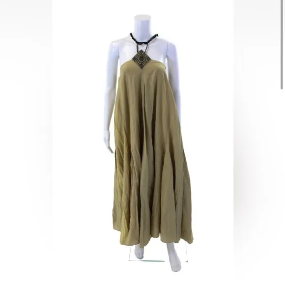 Maria Cher Mariacher Womens Castex Joanne Halter Flowy Maxi Dress Boho Size L