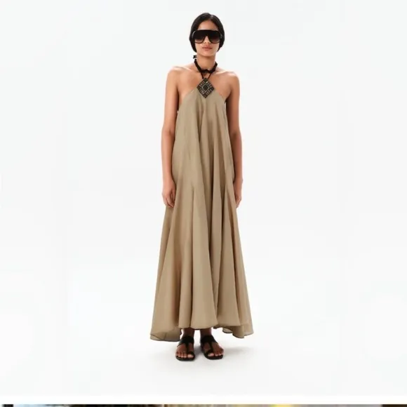 Maria Cher Mariacher Womens Castex Joanne Halter Flowy Maxi Dress Boho Size L