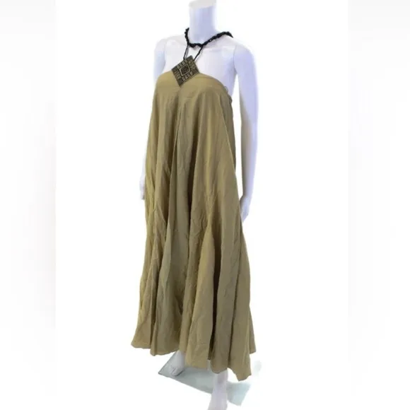 Maria Cher Mariacher Womens Castex Joanne Halter Flowy Maxi Dress Boho Size L