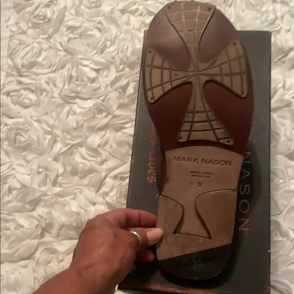Mark Nason Brown Leather Sandals with Metal Detail