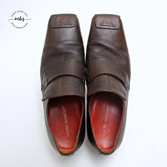 Mark Nason Vintage Men's Vero Cuoio Square Loafers in Brown Men Size 10