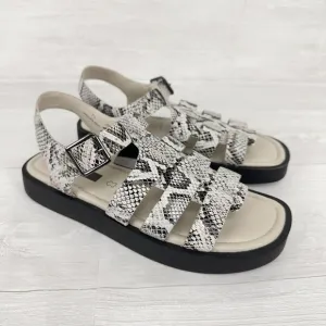 MARKS &amp; Spencer Strappy Fisherman Sandals Women US 10 UK 7.5 Snake Print Leather