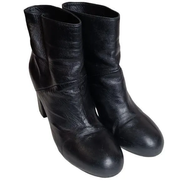 MARNI Ankle Booties Moto‎ Biker Heeled Boots Black Soft Leather Size 38 8