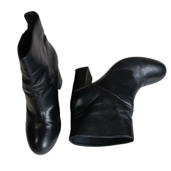 MARNI Ankle Booties Moto‎ Biker Heeled Boots Black Soft Leather Size 38 8