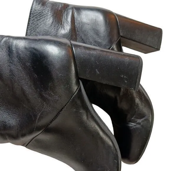 MARNI Ankle Booties Moto‎ Biker Heeled Boots Black Soft Leather Size 38 8