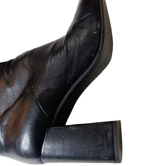 MARNI Ankle Booties Moto‎ Biker Heeled Boots Black Soft Leather Size 38 8