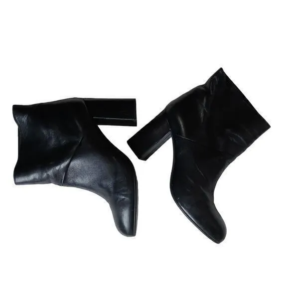 MARNI Ankle Booties Moto‎ Biker Heeled Boots Black Soft Leather Size 38 8