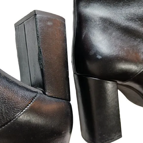 MARNI Ankle Booties Moto‎ Biker Heeled Boots Black Soft Leather Size 38 8