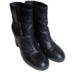 MARNI Ankle Booties Moto‎ Biker Heeled Boots Black Soft Leather Size 38 8
