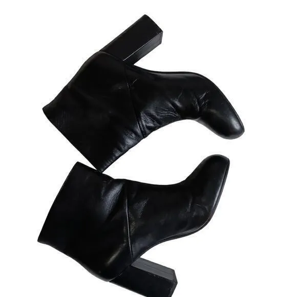 MARNI Ankle Booties Moto‎ Biker Heeled Boots Black Soft Leather Size 38 8