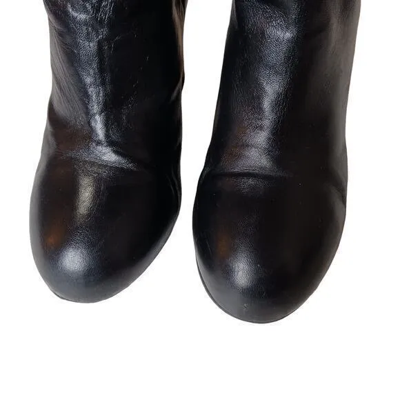 MARNI Ankle Booties Moto‎ Biker Heeled Boots Black Soft Leather Size 38 8