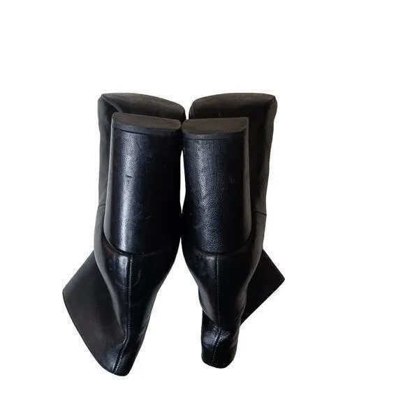 MARNI Ankle Booties Moto‎ Biker Heeled Boots Black Soft Leather Size 38 8