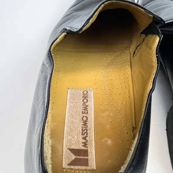 Massimo Emporio Mens Black Leather Slip On Loafers US Size 8.5M Euro 41.5