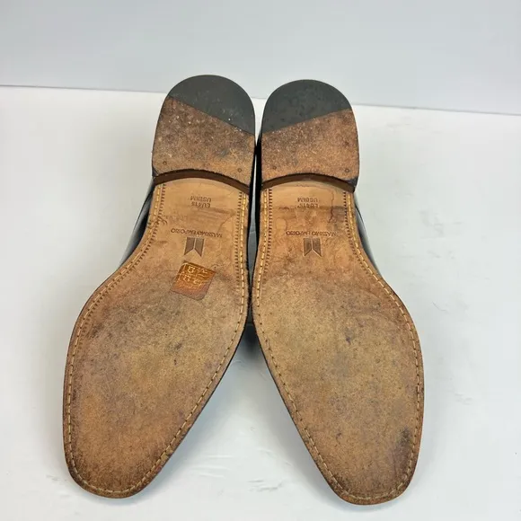 Massimo Emporio Mens Black Leather Slip On Loafers US Size 8.5M Euro 41.5
