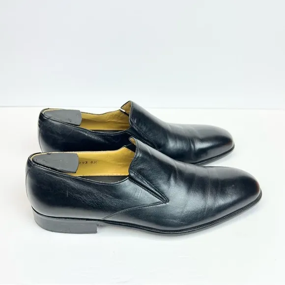 Massimo Emporio Mens Black Leather Slip On Loafers US Size 8.5M Euro 41.5