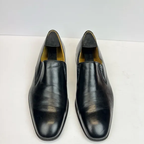 Massimo Emporio Mens Black Leather Slip On Loafers US Size 8.5M Euro 41.5