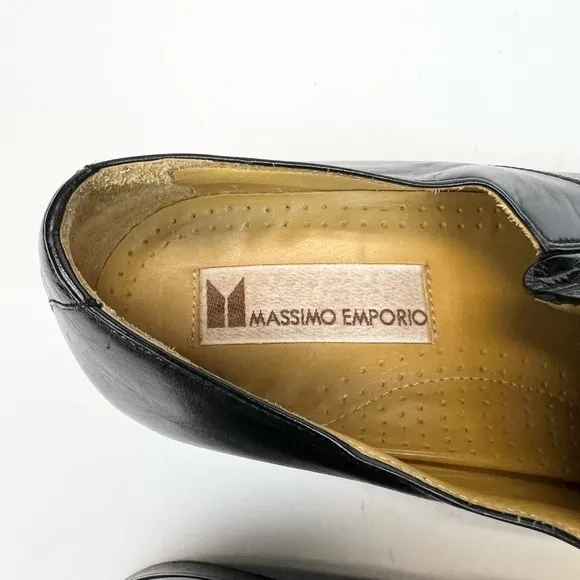 Massimo Emporio Mens Black Leather Slip On Loafers US Size 8.5M Euro 41.5