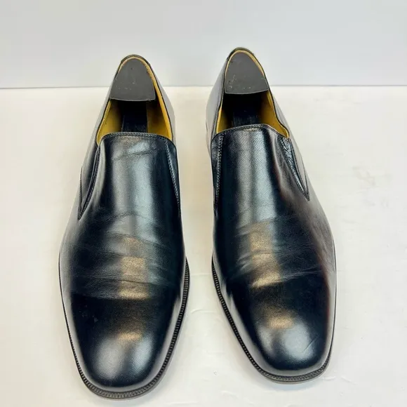 Massimo Emporio Mens Black Leather Slip On Loafers US Size 8.5M Euro 41.5