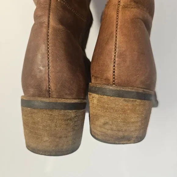 Matisse Brown Leather Riding Cowgirl Western Wyatt Crinkle Tall Boots Size 8.5 M