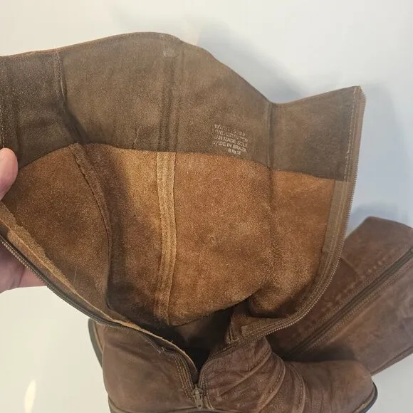 Matisse Brown Leather Riding Cowgirl Western Wyatt Crinkle Tall Boots Size 8.5 M