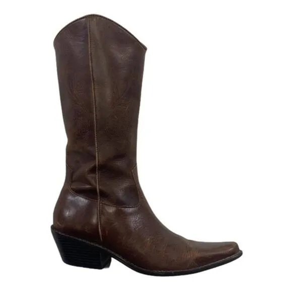Matisse Embossed Brown Western Boots | Size 6.5M