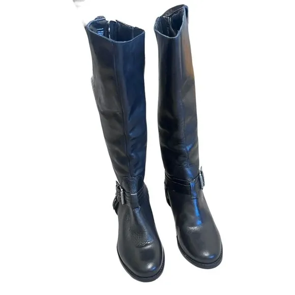 Matisse Flashback Black Leather Tall Riding Boots Size 6 Wide NWOB Fashion Zip