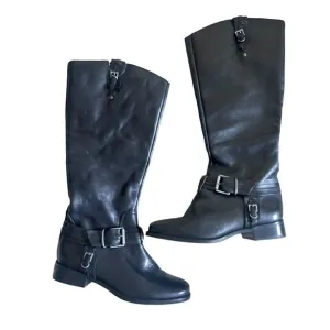 Matisse Flashback Black Leather Tall Riding Boots Size 6 Wide NWOB Fashion Zip