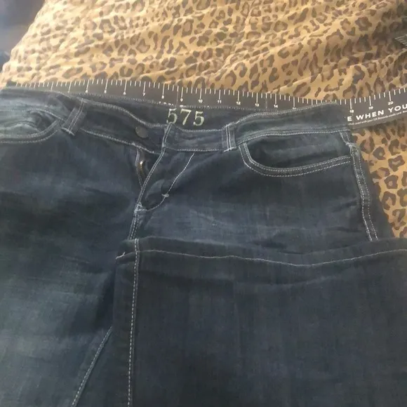 MAY 575 size 12 dark wash wide leg jeans with stretch