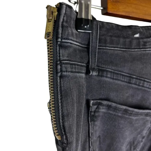 McGuire • Neverland Asymmetrical Button Black Denim Pencil Skirt