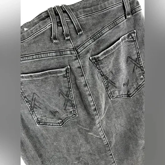 McGuire • Neverland Asymmetrical Button Black Denim Pencil Skirt