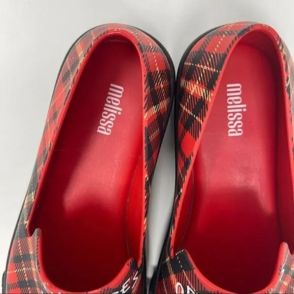 Melissa New York Flygirl Mashup Plaid Vegan PVC Loafer Slides Women’s Size 5