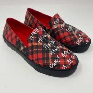 Melissa New York Flygirl Mashup Plaid Vegan PVC Loafer Slides Women’s Size 5
