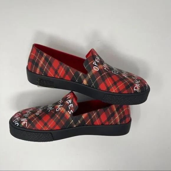 Melissa New York Flygirl Mashup Plaid Vegan PVC Loafer Slides Women’s Size 5