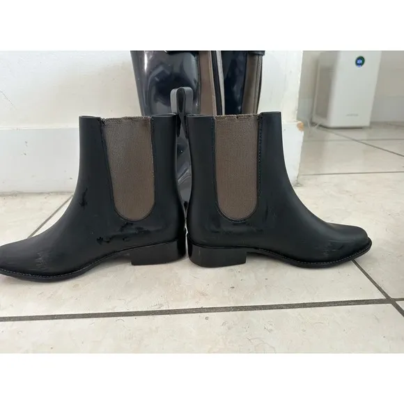 Melissa women’s riding boots‎ black/green removable cuff booties sz 5