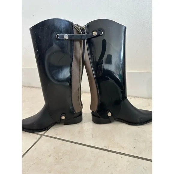 Melissa women’s riding boots‎ black/green removable cuff booties sz 5