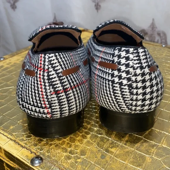MEN ELANROMAN SLIP-ON HOUNDSTOOTH TASSEL LOAFERS SZ 40
