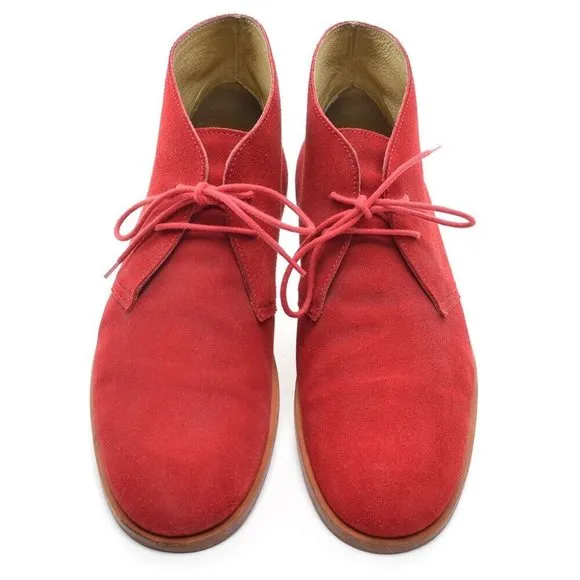 Men Opening Ceremony  Red Suede Lace Up Desert Boots 45