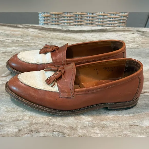 Men’s ALDEN Brown/White leather tassel loafers- Size 10