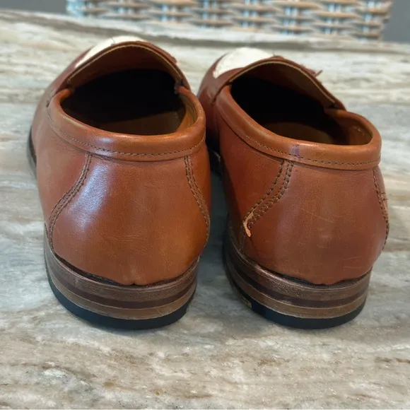 Men’s ALDEN Brown/White leather tassel loafers- Size 10